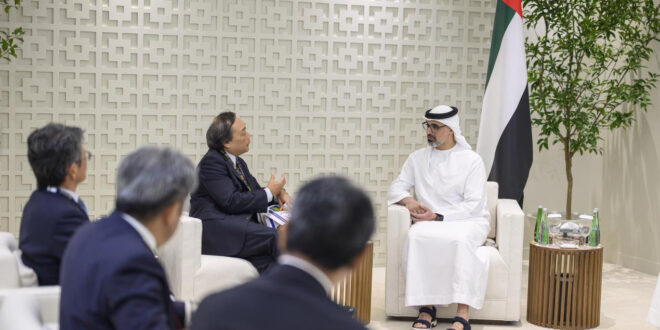 خالد بن محمد بن زايد يلتقي رئيس شركة النفط اليابانية إنبكس
